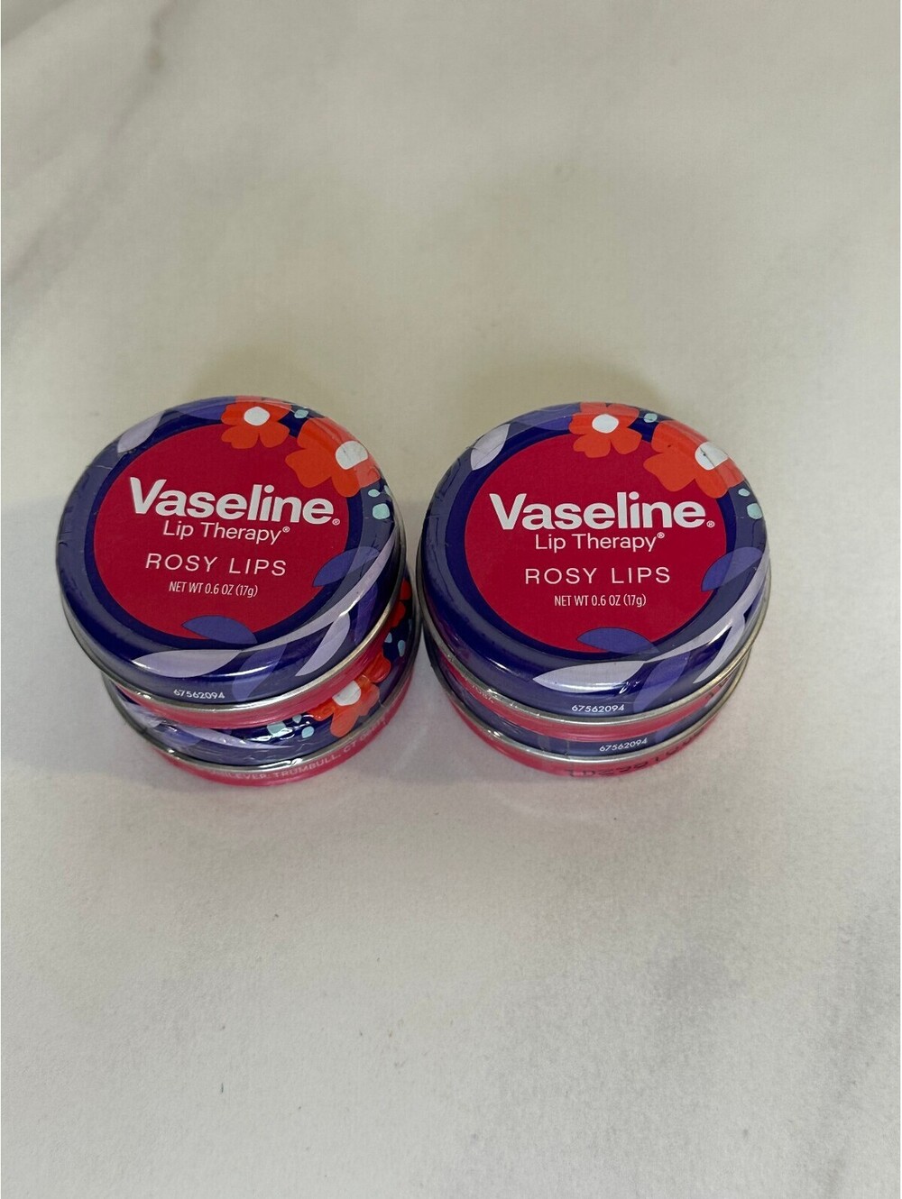Vaseline Lip Therapy Rosy Lips (Lot of 4) 0.6 oz